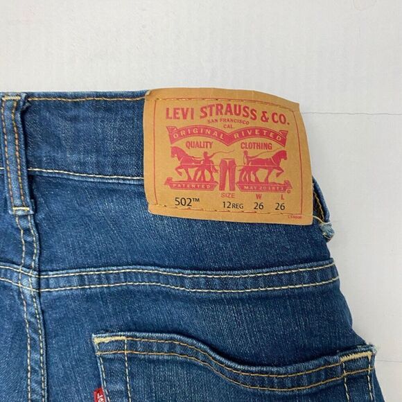 Levi’s Boys 502 Regular Taper Jeans Sz 12 REG 26 X 26 Adjustable Waist - Picture 3 of 16